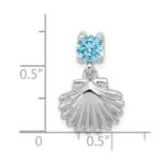 Sterling Silver Rhodium-plated Polished Blue CZ  Shell Chain Slide Pendant - Image 4