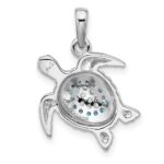 Sterling Silver Rhodium-plated Polished CZ Turtle Pendant - Image 3