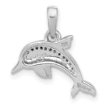 Sterling Silver Rhodium-plated Polished CZ Dolphin Pendant - Image 3
