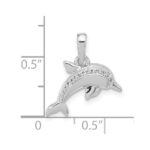 Sterling Silver Rhodium-plated Polished CZ Dolphin Pendant - Image 4