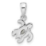 Sterling Silver Rhodium-plated Polished and Antiqued Crystal May Birthstone Turtle Pendant - Image 3