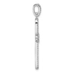 Sterling Silver Rhodium-plated CZ Twisted Rectangle Pendant - Image 2