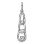 Sterling Silver Rhodium-plated 3-Stone CZ Dangle Pendant