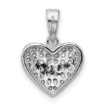 Sterling Silver Rhodium-plated Polished Pave CZ Heart Pendant - Image 3