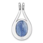 Sterling Silver Rhodium-plated Polished Oval Kyanite Teardrop Chain Slide Pendant - Image 3