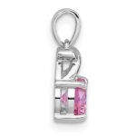 Sterling Silver Rhodium-plated Polished Round Pink CZ -X- Pendant - Image 2