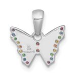 Sterling Silver Rhodium-plated Polished Rainbow Nano Crystals Butterfly Childrens Pendant - Image 3