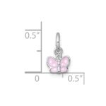 Sterling Silver Madi K Rhodium-plated Enameled Pink Butterfly Childrens Pendant - Image 4