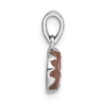 Sterling Silver Rhodium-plated Children's Brown with Pink and White Enamel Sprinkled Donut Pendant - Image 2