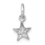 Sterling Silver Madi K Rhodium-plated Polished Blue Crystal Center Star Childrens Pendant - Image 3