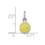 Sterling Silver Madi K Rhodium-plated Enameled Yellow Smiley Face Childrens Pendant - Image 4