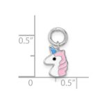 Sterling Silver Madi K Rhodium-plated Enameled Unicorn Childrens Pendant - Image 4