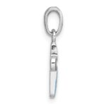 Sterling Silver Rhodium-plated Polished Blue Enamel Childrens Cross Charm Pendant - Image 2