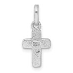 Sterling Silver Rhodium-plated Polished Blue Enamel Childrens Cross Charm Pendant - Image 3