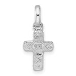 Sterling Silver Rhodium-plated Polished Pink Enamel Childrens Cross Charm Pendant - Image 3