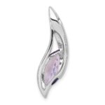 Sterling Silver Rhodium-plated Polished Marquise Amethyst Drop Chain Slide Pendant - Image 3