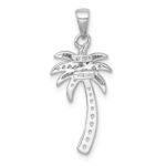 Sterling Silver Rhodium-plated Polished and Grooved Peridot and White Topaz Palm Tree Pendant - Image 3