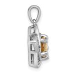 Sterling Silver Rhodium-plated Polished Citrine and White Topaz Star Pendant - Image 2