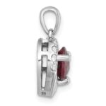Sterling Silver Rhodium-plated Polished Fancy Garnet and White Topaz Heart Pendant - Image 2