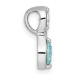 Sterling Silver Rhodium-plated Polished Round Lab Created Paraiba and CZ Infinity Chain Slide Pendant - Image 2