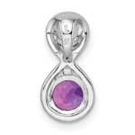 Sterling Silver Rhodium-plated Polished Round Lab Created Ruby and CZ Infinity Chain Slide Pendant - Image 3