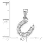 Sterling Silver Rhodium-plated Horseshoe CZ Pendant - Image 3