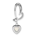 Sterling Silver Rhodium Plated Opal and CZ Heart Pendant - Image 4