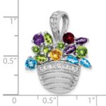 Sterling Silver RH Plated Multi-color CZ Basket Pendant and Pin - Image 4
