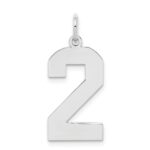 Sterling Silver/Rhodium-plated Polished Number 2 Charm