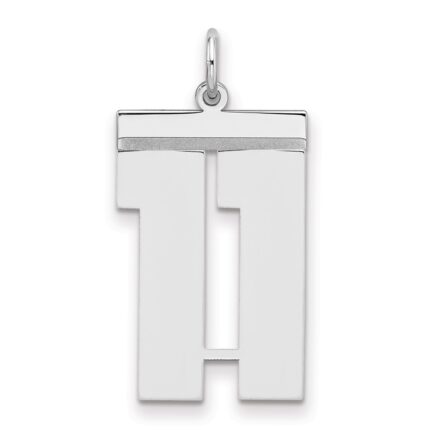 Sterling Silver/Rhodium-plated Polished Number 11 Charm