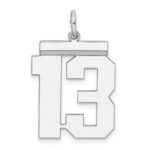 Sterling Silver/Rhodium-plated Polished Number 13 Charm