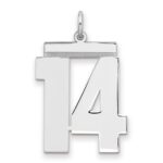 Sterling Silver/Rhodium-plated Polished Number 14 Charm