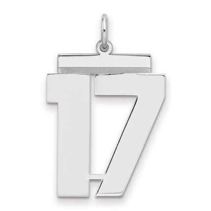Sterling Silver/Rhodium-plated Polished Number 17 Charm