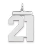 Sterling Silver/Rhodium-plated Polished Number 21 Charm