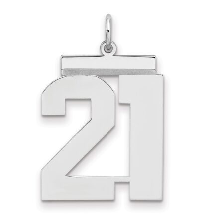 Sterling Silver/Rhodium-plated Polished Number 21 Charm