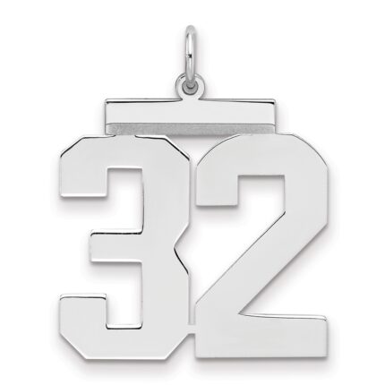 Sterling Silver/Rhodium-plated Polished Number 32 Charm