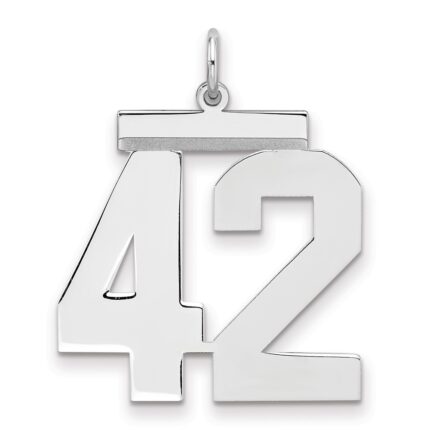 Sterling Silver/Rhodium-plated Polished Number 42 Charm