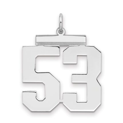 Sterling Silver/Rhodium-plated Polished Number 53 Charm