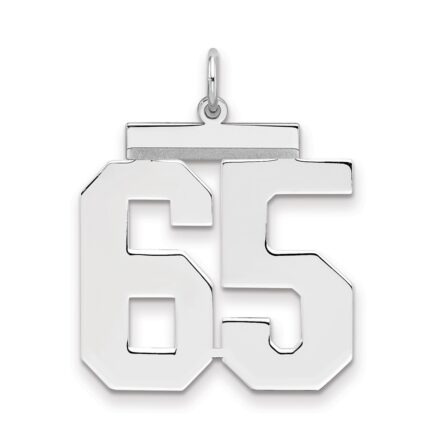 Sterling Silver/Rhodium-plated Polished Number 65 Charm