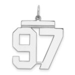 Sterling Silver/Rhodium-plated Polished Number 97 Charm
