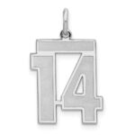 Sterling Silver/Rhodium-plated Satin Number 14 Charm