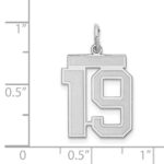 Sterling Silver/Rhodium-plated Satin Number 19 Charm - Image 3