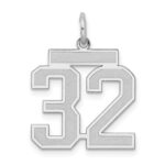 Sterling Silver/Rhodium-plated Satin Number 32 Charm