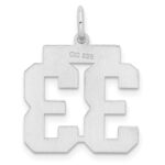 Sterling Silver/Rhodium-plated Satin Number 33 Charm - Image 3