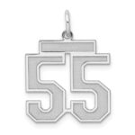 Sterling Silver/Rhodium-plated Satin Number 55 Charm