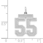 Sterling Silver/Rhodium-plated Satin Number 55 Charm - Image 3