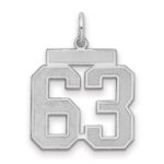 Sterling Silver/Rhodium-plated Satin Number 63 Charm