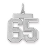 Sterling Silver/Rhodium-plated Satin Number 65 Charm