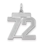 Sterling Silver/Rhodium-plated Satin Number 72 Charm