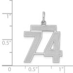 Sterling Silver/Rhodium-plated Satin Number 74 Charm - Image 3